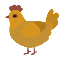 A gold and ochre chicken with a head pattern