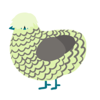 A apple and grey chicken with a lace pattern
