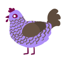 macy, a lilac and bark chicken with a lace pattern