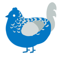 A sapphire and silver chicken with a half-lace pattern