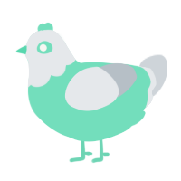 A mint and mist chicken with a head pattern