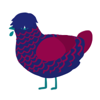 A navy and maroon chicken with a lace pattern