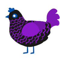 A sable and violet chicken with a lace pattern