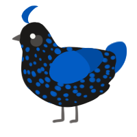 A sable and ultramarine chicken with a speckle pattern
