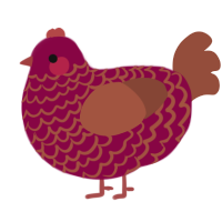 A maroon and russet chicken with a lace pattern