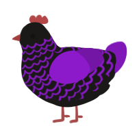 A sable and violet chicken with a lace pattern