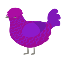A plum and violet chicken with a lace pattern