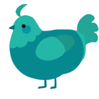 A teal and turquoise chicken with a head pattern