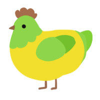 Parakeet jr, a yellow and grass chicken with a head pattern