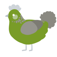 A chartreuse and ash chicken with a neck-speckle pattern