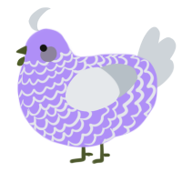 Ceres, a lilac and mist chicken with a lace pattern