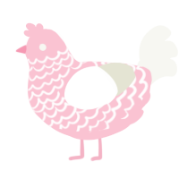 A rose and white chicken with a lace pattern