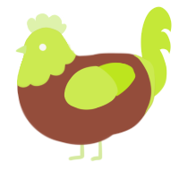 A russet and lime chicken with a head pattern