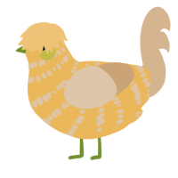 A honey and beige chicken with a bar pattern
