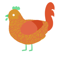 A orange and vermilion chicken with a double-lace pattern