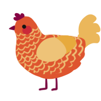 A vermilion and honey chicken with a lace pattern