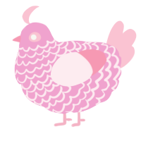A pink and rose chicken with a lace pattern