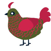 A olive and crimson chicken with a lace pattern