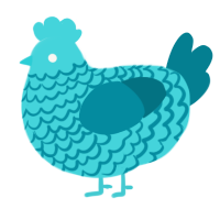A aqua and sea chicken with a lace pattern