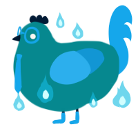Allegro, a teal and sky chicken