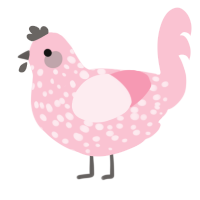 A rose chicken with a speckle pattern