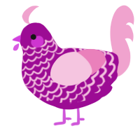 A plum and pink chicken with a lace pattern