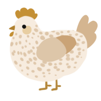 A cream and beige chicken with a speckle pattern