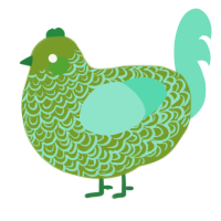 A chartreuse and mint chicken with a double-lace pattern