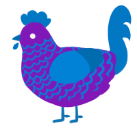 A violet and sapphire chicken with a lace pattern