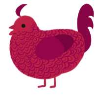 A crimson and maroon chicken with a double-lace pattern