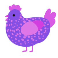 (unnamed), a blurple and orchid chicken with a speckle pattern