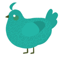 A turquoise chicken with a double-lace pattern