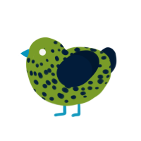 A chartreuse and tumblr chicken with a speckle pattern