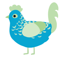 A cerulean and gluppy chicken with a half-lace pattern