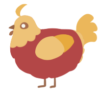 A red and honey chicken with a head pattern
