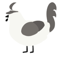 マウス, a white and grey chicken