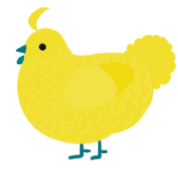 A yellow chicken with a lace pattern