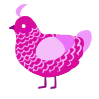 A fuchsia and lavender chicken with a lace pattern