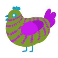 (unnamed), a chartreuse and amethyst chicken with a bar pattern