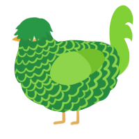 friecking clovere, a viridian and grass chicken with a lace pattern