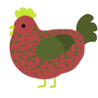 (unnamed), a red and olive chicken with a speckle pattern