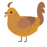 A orange and brown chicken with a lace pattern