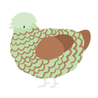 A gluppy and brown chicken with a lace pattern