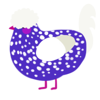 A indigo and white chicken with a speckle pattern