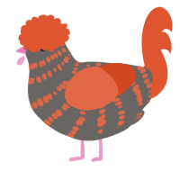 A grey and vermilion chicken with a bar pattern