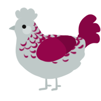 A silver and maroon chicken with a half-lace pattern