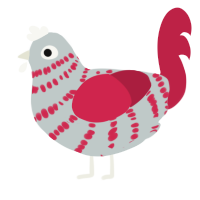 A silver and crimson chicken with a bar pattern