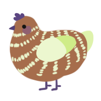 A brown and apple chicken with a bar pattern
