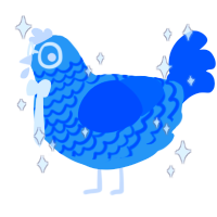 A brown and orange chicken with a lace pattern