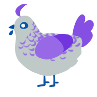 A silver and blurple chicken with a half-lace pattern